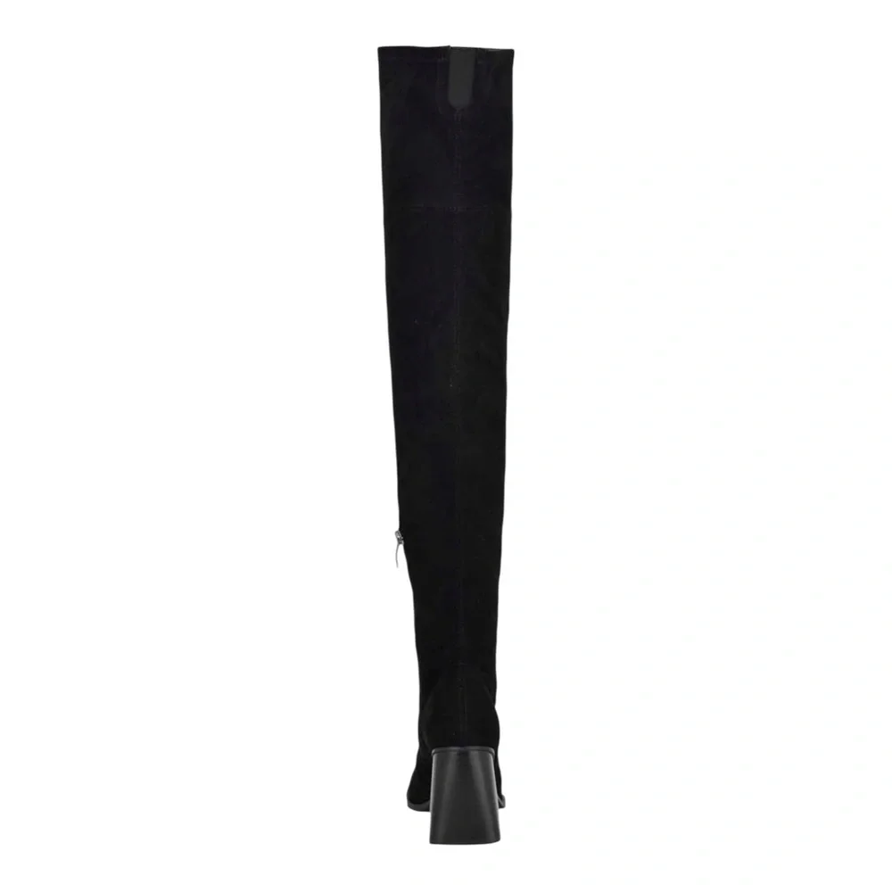 Nine West Black Stretch Over the Knee Boots Square Toe Block Heel Size 8 NWOT